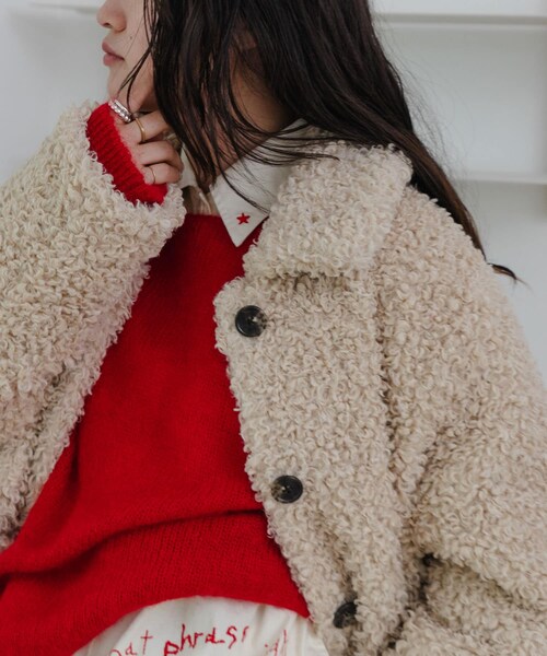 URBAN RESEARCH（アーバンリサーチ）の「ECOPELカーリーファーコート（テーラードジャケット・レディース・IVORY/D.BROWN・FREE）」の9枚目の写真