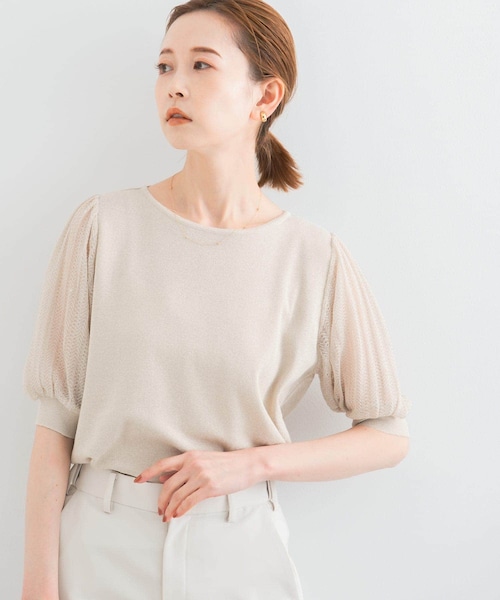 URBAN RESEARCH ROSSO（アーバンリサーチロッソ）の「ドッキングシアープリーツスリーブプルオーバー（ニット/セーター・レディース・OFF WHITE/L/BEIGE/BLACK/MUSCAT・FREE）」の3枚目の写真