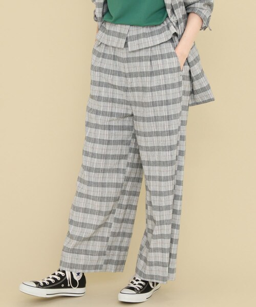 KBF（ケイビーエフ）の「ラップウエストイージーチェックパンツ∴（チノパンツ・レディース・GRAY/BLACK・one）」の4枚目の写真