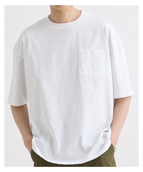 nissen（ニッセン）の「オーバーサイズ綿タッチプレーティング半袖Tシャツ（Tシャツ/カットソー・メンズ・ホワイト/ブラック/チャコール・M/L/LL）」の5枚目の写真