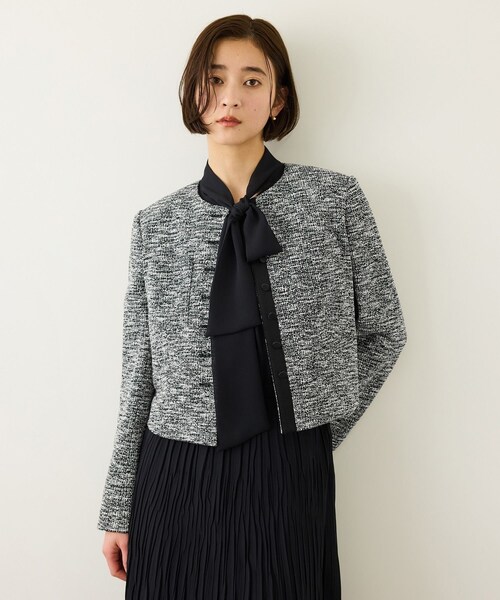 ROPE'(ロペ)の「ツイードノーカラージャケット(ノーカラージャケット・レディース・ブラック系/ターコイズ・36/38)」の7枚目の写真