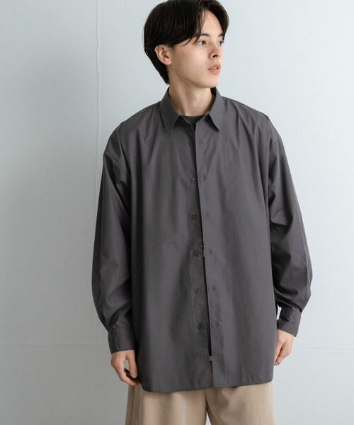 SENSE OF PLACE by URBAN RESEARCH（センスオブプレイスバイアーバンリサーチ）の「『ユニセックス』ブロードレギュラーカラールーズシャツ（シャツ/ブラウス・メンズ・CHARCOAL/MINT/L.BLU×NVY/NVY×SAX・M/L）」の9枚目の写真