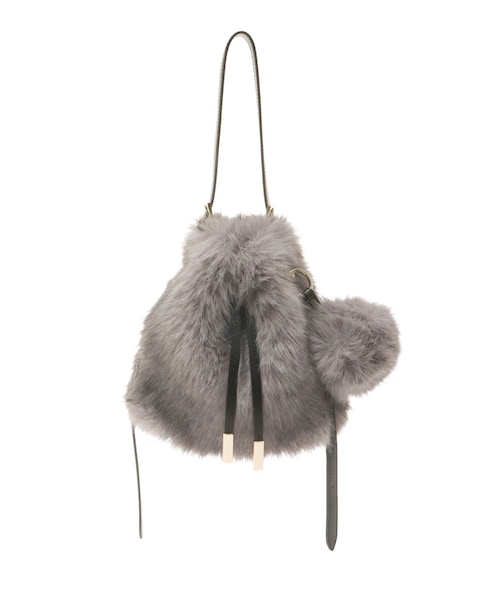 ELENDEEK(エレンディーク)の「FUR BON BON CHARM BAG(ハンドバッグ・レディース・グレー/イエロー/グリーン・F)」の1枚目の写真
