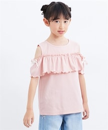 nissen | 選べる♪リブ半袖デザインTシャツ（女の子）(Tシャツ/カットソー)