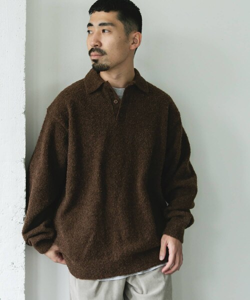 URBAN RESEARCH DOORS（アーバンリサーチドアーズ）の「ブークレ ニットポロシャツ（ニット/セーター・メンズ・BROWN/NAVY/BLACK・M/L）」の20枚目の写真