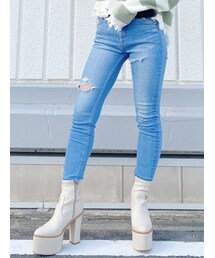 GYDA | M/Wインナーハイリップドデニムスキニーパンツ(デニムパンツ)