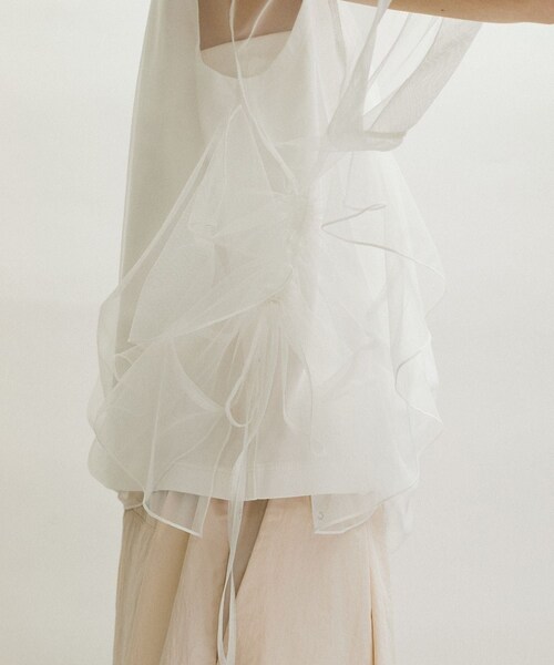 ADAM ET ROPE'(アダムエロペ)の「【WEB限定】・【サステナブル】・【定番】ギャザーチュールトップス(Tシャツ/カットソー・レディース・ブラック/ホワイト/ダークブラウン・F)」の22枚目の写真