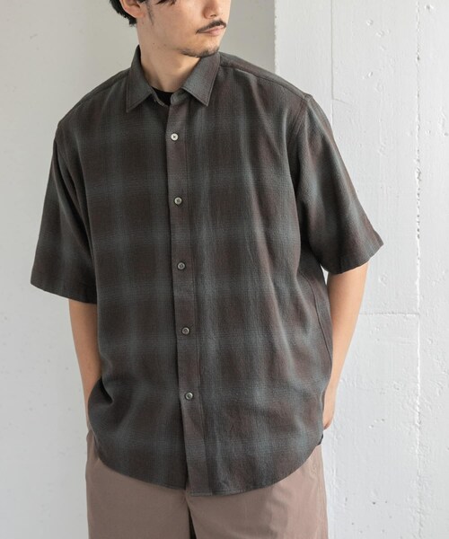 URBAN RESEARCH DOORS(アーバンリサーチドアーズ)の「FORK&SPOON オンブレチェックショートスリーブシャツ(シャツ/ブラウス・メンズ・BLU×BRN/BEG×KHK・4/5)」の3枚目の写真