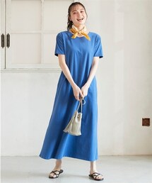 nissen | 大きいサイズＶネックマキシ丈カットソーワンピース(ワンピース)