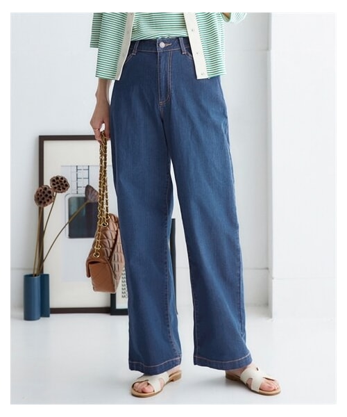 nissen（ニッセン）の「ゆるフィットデニムワイドパンツ(股下73ｃｍ)（パンツ・レディース・ネイビーデニム/ネイビー系デニム/ライトブルー系デニム・S/M/L/LL/3L/4L/5L/6L/8L/10L）」の22枚目の写真