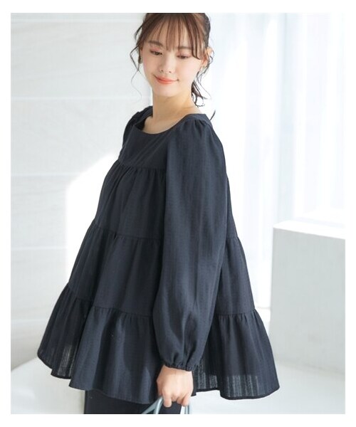 nissen（ニッセン）の「大きいサイズ　ギャザーチュニック　miclat（チュニック・レディース・ホワイト/黒・L/LL/3L/4L/5L/6L/8L/10L）」の13枚目の写真