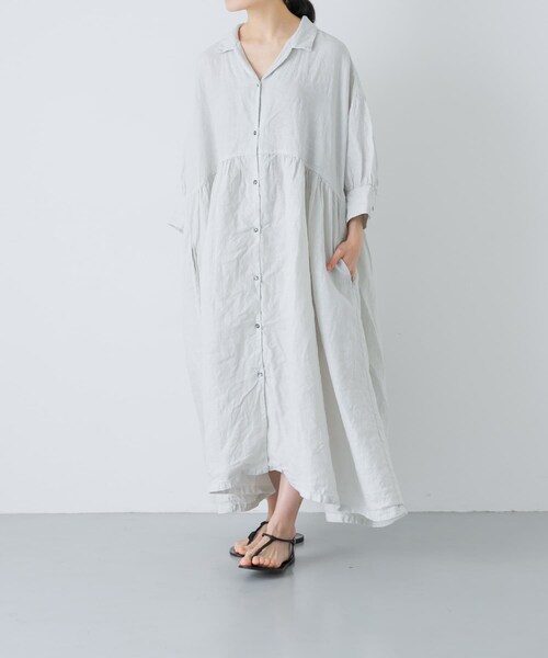 かぐれ（カグレ）の「Honnete　GATHERED DRESS（ワンピース・レディース・SILVER/BLUE/NOIR・One）」の3枚目の写真