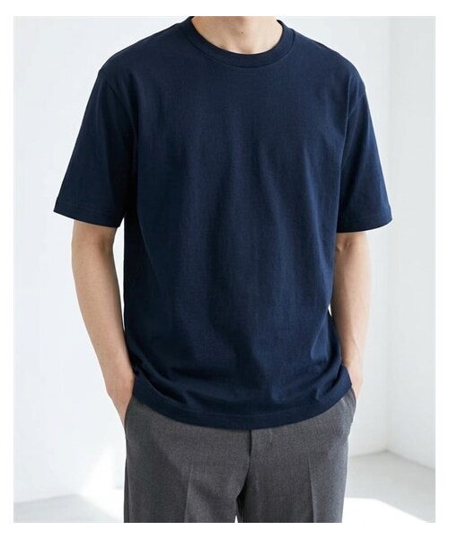 nissen（ニッセン）の「綿１００％無地クルーネック半袖Ｔシャツ（Tシャツ/カットソー・メンズ・ホワイト/デニム/チャコール/オートミール/ネイビー/ライトピンク/ライトパープル/シーブルー/ロイヤルブルー/フォレスト/アクア/ライトイエロー/オレンジ/レッド/バーガンディ/ブラック/ライトベージュ/サンドカーキ/キャメル/ダークブラウン/ダスティピンク/ダスティブルー/アーミーグリーン/セメント/サファリ/モスグレー/アシッドブルー・S/M/L/XL/XXL/XXXL/4XL/XXXXL/5XL）」の16枚目の写真