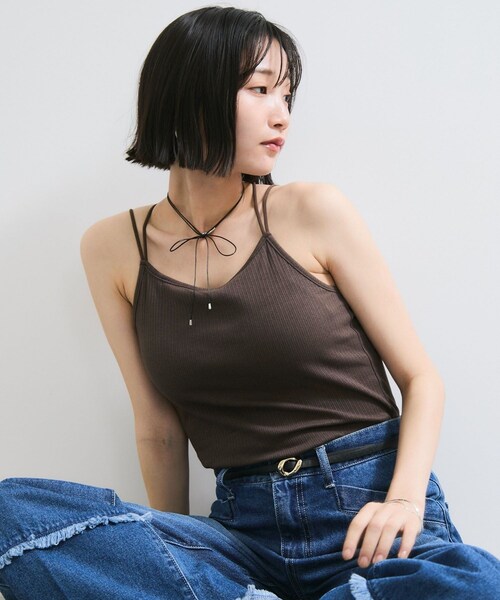 VIS（ビス）の「アメスリカップ付きインナーキャミソール（キャミソール・レディース・ブラック/ホワイト/ダークブラウン・F）」の7枚目の写真