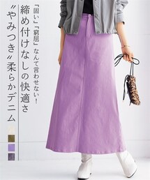 nissen | ストレッチゆるリラックスカラーデニムスカート（ゆったりヒップ）＜大きいサイズ有＞(スカート)