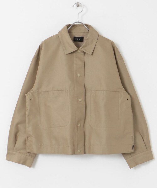 EKAL（エカル）の「『吸水速乾/イージーケア』coolmax chino ショートカバーオールジャケット（カバーオール・レディース・ベージュ/ネイビー・one）」の11枚目の写真
