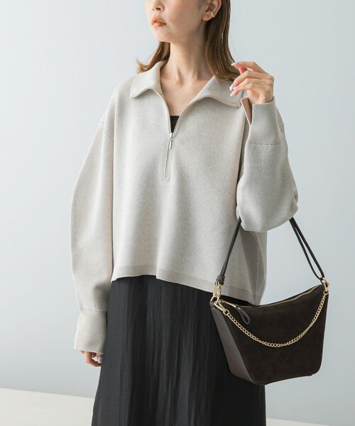 URBAN RESEARCH ROSSO（アーバンリサーチロッソ）の「ハーフジップニット（ニット/セーター・レディース・L/GREIGE/RED・FREE）」の5枚目の写真