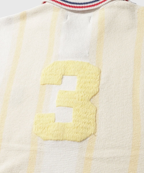 ADAM ET ROPE'（アダムエロペ）の「【RICE NINE TEN/ライス ナイン テン】KNITTED SOCCER SHIRT（ポロシャツ・メンズ・ホワイト系/ネイビー・1/2）」の11枚目の写真