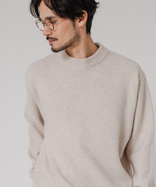 URBAN RESEARCH（アーバンリサーチ）の「MIX MOULINE CREW-NECK KNIT（ニット/セーター・メンズ・BEIGE/GRAY/BLUE/GREEN・M/L）」の2枚目の写真