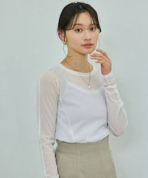 ROPE' | 【WEB・一部店舗限定】ストレッチシアー&レースカットソー/洗える(Tシャツ/カットソー)