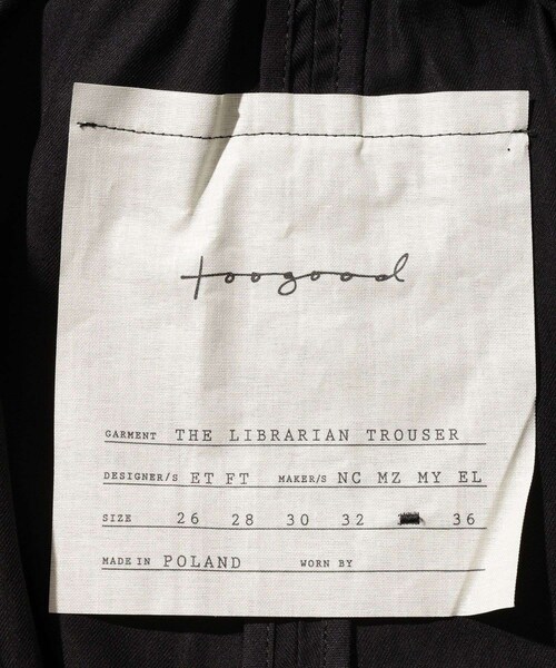 ADAM ET ROPE'(アダムエロペ)の「【Toogood/トゥーグッド】THE LIBRARIAN TROUSER(スラックス・メンズ・ブラック・32/34)」の9枚目の写真