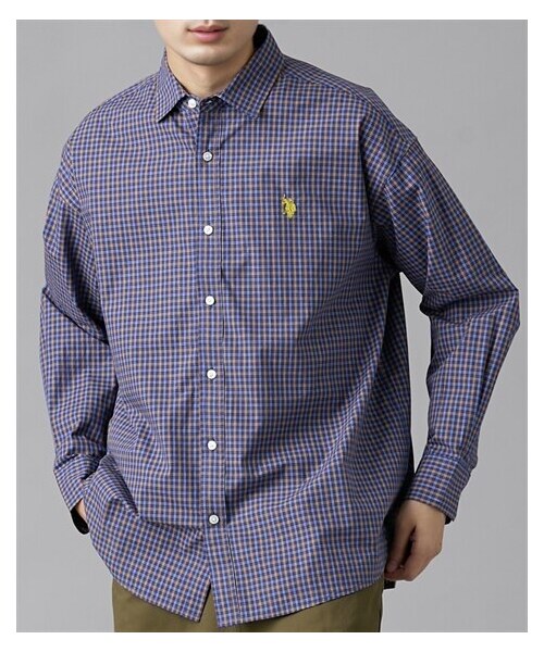 nissen（ニッセン）の「スモールチェック長袖シャツ　U.S. POLO ASSN.（ユーエスポロアッスン ）（シャツ/ブラウス・メンズ・ダークグレー/ブラウン系・S/M/L/LL）」の9枚目の写真
