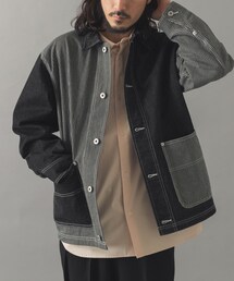 ITEMS URBANRESEARCH | ヒッコリー×デニム切替 ワークジャケット(デニムジャケット)