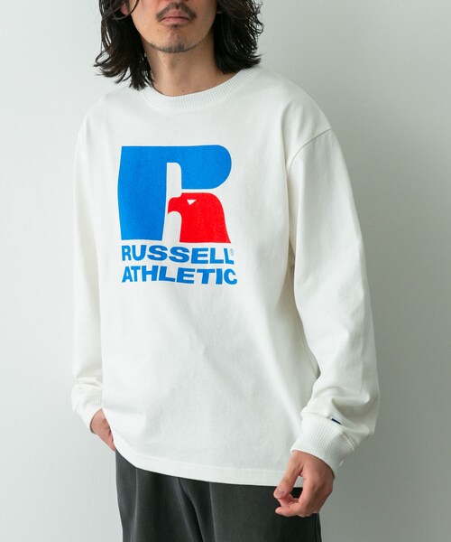 URBAN RESEARCH Sonny Label（アーバンリサーチサニーレーベル）の「『別注』RUSSELL ATHLETIC×SonnyLabel　プリントヘビージャージーロングTシャツ（Tシャツ/カットソー・メンズ・ホワイト/アッシュグレー/チャコール・M/L）」の13枚目の写真
