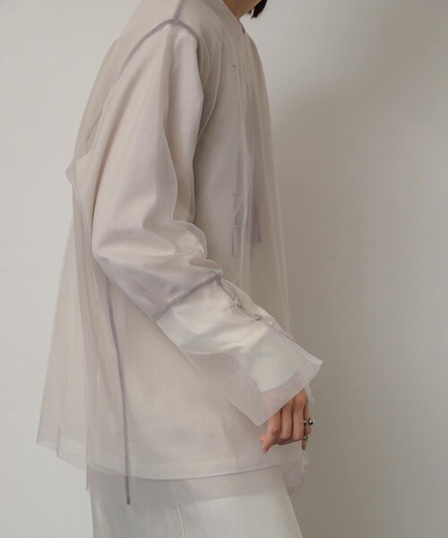 SENSE OF PLACE by URBAN RESEARCH(センスオブプレイスバイアーバンリサーチ)の「シアーチュールトップ(Tシャツ/カットソー・レディース・IVO×GRY/BEG×IVO/C.GRY×GRY/BLK×C.GRY・one)」の8枚目の写真