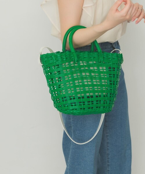 RODE SKO（ロデスコ）の「ショルダー付編みかごバッグ（かごバッグ・レディース・BROWN/WHITE/GREEN/BLUE・one）」の19枚目の写真