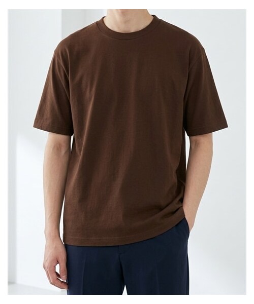 nissen（ニッセン）の「綿１００％無地クルーネック半袖Ｔシャツ（Tシャツ/カットソー・メンズ・ホワイト/デニム/チャコール/オートミール/ネイビー/ライトピンク/ライトパープル/シーブルー/ロイヤルブルー/フォレスト/アクア/ライトイエロー/オレンジ/レッド/バーガンディ/ブラック/ライトベージュ/サンドカーキ/キャメル/ダークブラウン/ダスティピンク/ダスティブルー/アーミーグリーン/セメント/サファリ/モスグレー/アシッドブルー・S/M/L/XL/XXL/XXXL/4XL/XXXXL/5XL）」の7枚目の写真