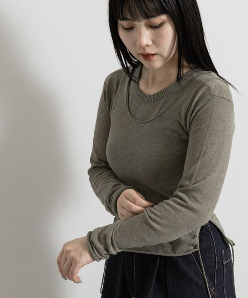 THE GOODLAND MARKET（ザグッドランドマーケット）の「cwtch　LAYERED KNIT TOPS（カーディガン/ボレロ・レディース・NAVY/RED/SAGE/B.GRAY/KHAKI・Free）」の20枚目の写真