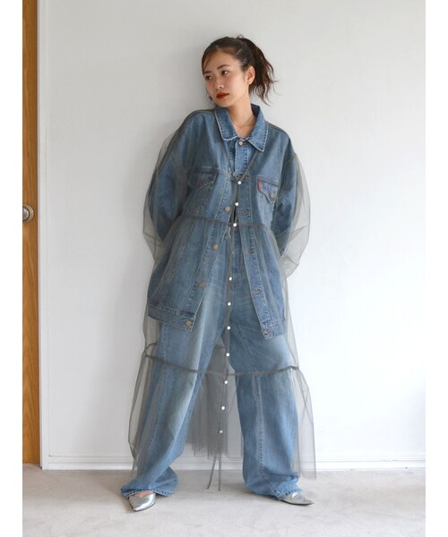 Ungrid（アングリッド）の「スリーブボリュームチュールワンピース（ワンピース・レディース・チャコールグレー/ベージュ・F）」の2枚目の写真