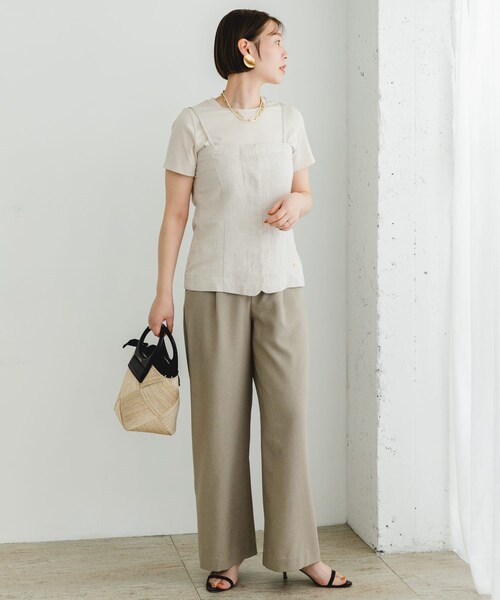 URBAN RESEARCH ROSSO（アーバンリサーチロッソ）の「F by ROSSO　リネン混ビスチェ+半袖Tシャツ（Tシャツ/カットソー・レディース・CCL×BLK/BEG×BEG/CHECK×OFF・FREE）」の10枚目の写真