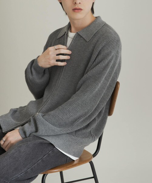 SENSE OF PLACE by URBAN RESEARCH（センスオブプレイスバイアーバンリサーチ）の「ダブルジップニットカーディガン（ニット/セーター・メンズ・GRAY/D.BLUE/RED・M/L）」の2枚目の写真