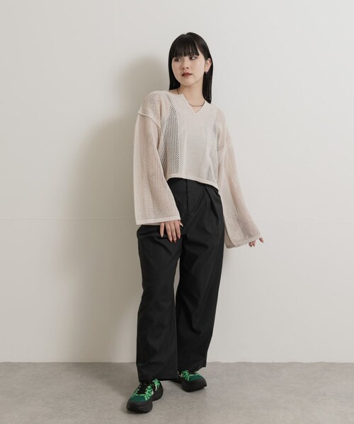 THE GOODLAND MARKET（ザグッドランドマーケット）の「『別注』MIDIUMISOLID×TGM　tuck wide tapered PT（その他パンツ・レディース・BLACK/KHAKI/PINK・one）」の9枚目の写真