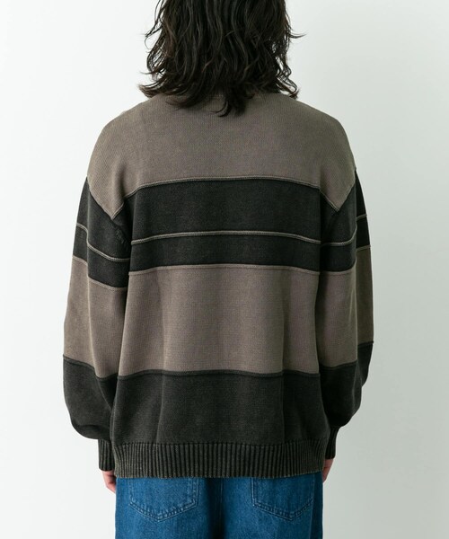 URBAN RESEARCH Sonny Label（アーバンリサーチサニーレーベル）の「ピグメントパネルボーダーニット（ニット/セーター・メンズ・ブラック/ネイビー・M/L）」の4枚目の写真