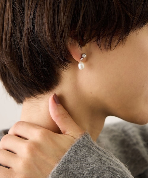 ROPE' PICNIC（ロペピクニック）の「淡水パール×ガラスピアス（ピアス（両耳用）・レディース・ゴールド/シルバー・F）」の2枚目の写真