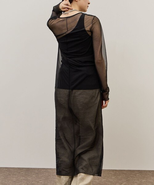 ADAM ET ROPE'(アダムエロペ)の「シアーロングスリーブワンピース(ワンピース・レディース・ブラック/ホワイト系・F)」の17枚目の写真