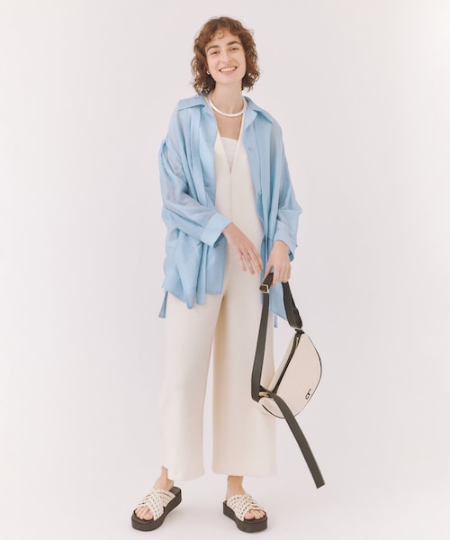 ADAM ET ROPE'（アダムエロペ）の「セルロースリネンオーバーシャツ（シャツ/ブラウス・レディース・ブラック/サックス/クリーム/ホワイト系・F）」の16枚目の写真