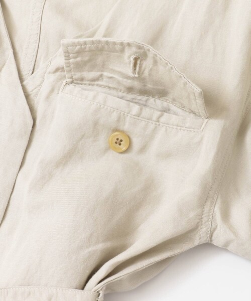 URBAN RESEARCH（アーバンリサーチ）の「LI/RYノーカラーサファリジャケット∴（ミリタリージャケット・レディース・BEIGE/NAVY・FREE）」の11枚目の写真