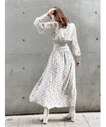 dazzlin | リブ切替シフォンフラワーワンピース(ワンピース)