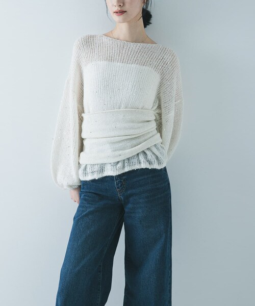 URBAN RESEARCH(アーバンリサーチ)の「スパンコールモヘヤチューブトップ(チューブトップ・レディース・OFF WHITE/NAVY・Free)」の8枚目の写真