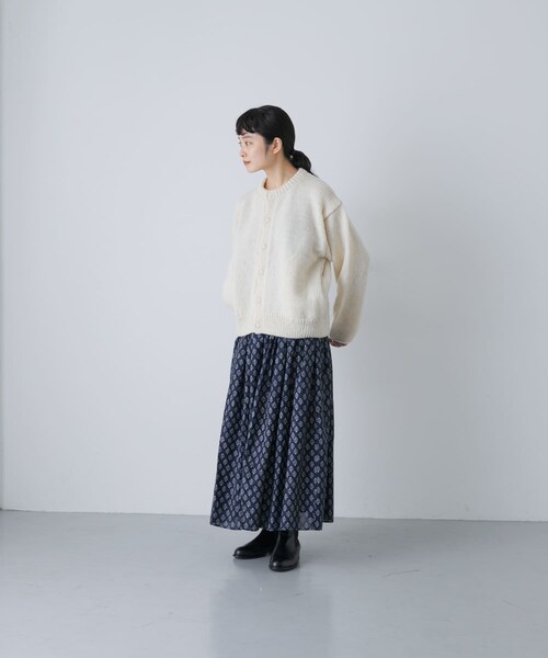 かぐれ（カグレ）の「maison de soil　FLOWER BLOCK PRINT SKIRT（スカート・レディース・NVY/OLV・2）」の9枚目の写真