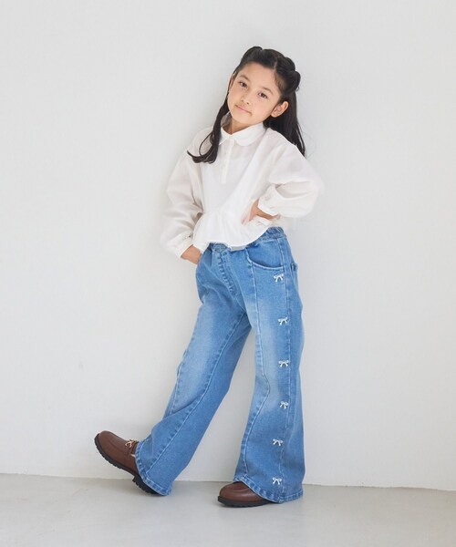 ROPE' PICNIC(ロペピクニック)の「【KIDS/キッズ】アソートペプラムブラウス/UVケア・イージーケア・リンクコーデ(シャツ/ブラウス・キッズ・ホワイト/ブルー・L/M/S)」の15枚目の写真