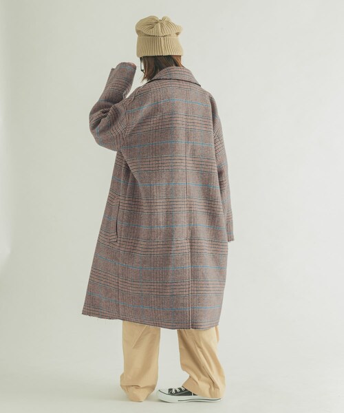 URBAN RESEARCH DOORS(アーバンリサーチドアーズ)の「FORK&SPOON チェックダブルコート(チェスターコート・レディース・BRNCHK/CHCCHK・1)」の15枚目の写真