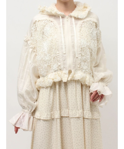 merry jenny（メリージェニー）の「レースフードブルゾン（ブルゾン・レディース・オフホワイト/アイボリー/ブラック・F）」の3枚目の写真