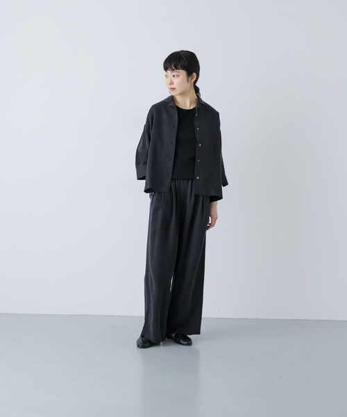 かぐれ（カグレ）の「キュプラオープンカラーシャツ（シャツ/ブラウス・レディース・NAVY/BLACK・Free）」の8枚目の写真