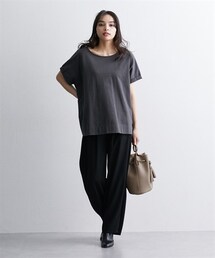 nissen | 綿100％ 日本製　ネップゆるシルエット袖口ターンバックＴシャツ　RiFUKURU(Tシャツ/カットソー)