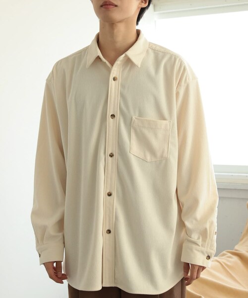 SENSE OF PLACE by URBAN RESEARCH（センスオブプレイスバイアーバンリサーチ）の「コーデュロイルーズシャツ（シャツ/ブラウス・メンズ・IVORY/BLACK/BLUE/L.KHAKI・M/L）」の5枚目の写真